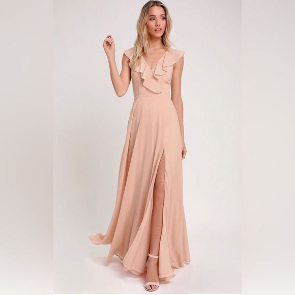 Lulus Dresses & Skirts - Lulu’s Women’s Feel The Rush Ruffled Lace Up Backless Maxi Dress Size S